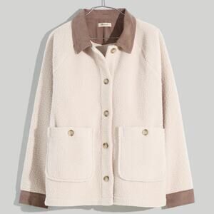 Madewell Cream Harvest Moon Sherpa Jacket Size L Corduroy Collar